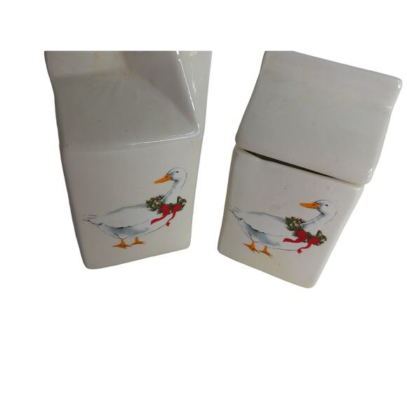 Vintage Christmas Goose Sugar and Creamer Set Handmade - Picture 3 of 8
